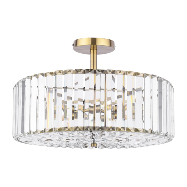 (image for) Laura Ashley Fernhurst 4 Light Semi-Flush Crystal and Antique Brass